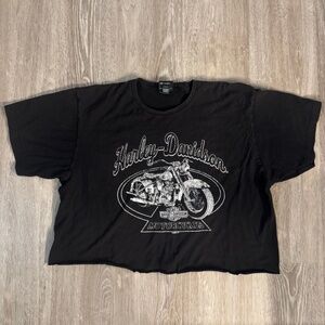 Distressed Cropped Harley Davidson T-Shirt